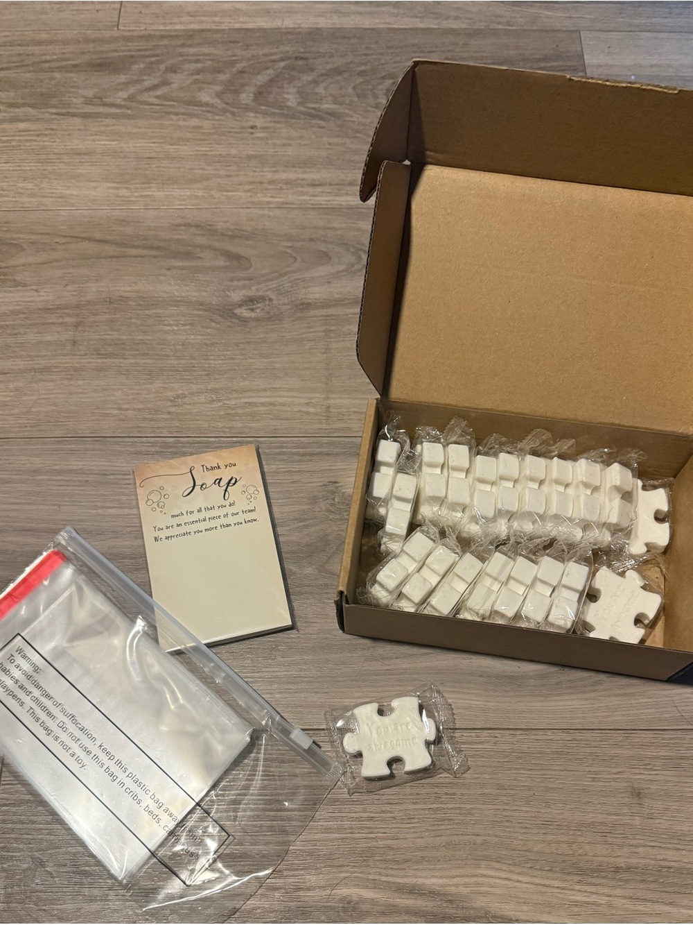 Set of White Puzzle-Shaped Soap Bars